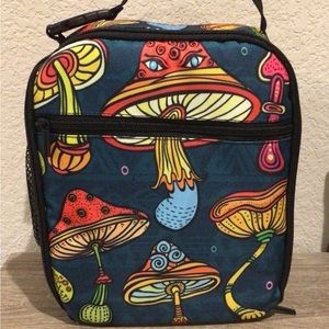 Reusable Insulated Lunch Bag GROOVY MUSHROOM Design 10”x8” NEW